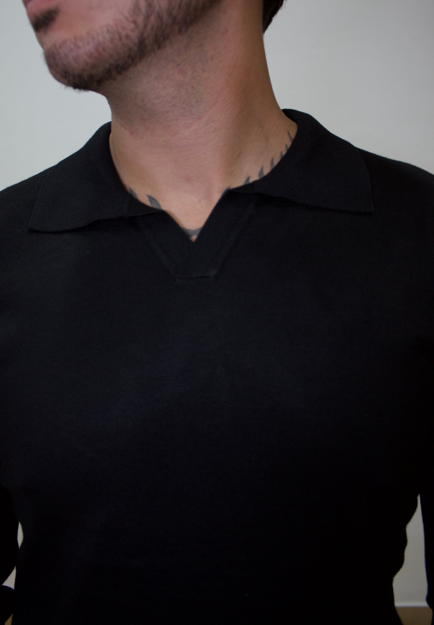 Polo Manga Larga Negro