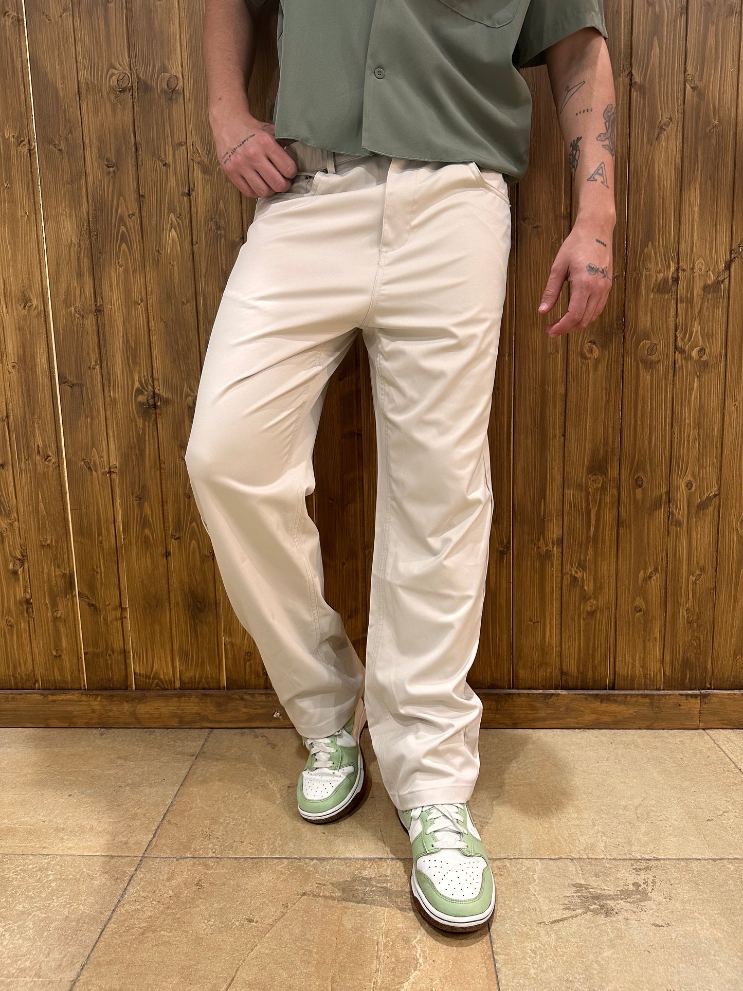 Pantalón Ancho Beige