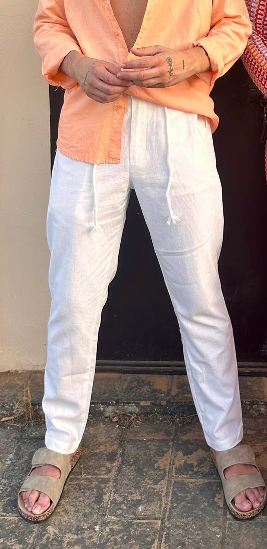 Pantalones Lino Blanco