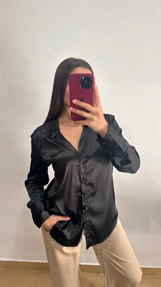Camisa Satén Negra